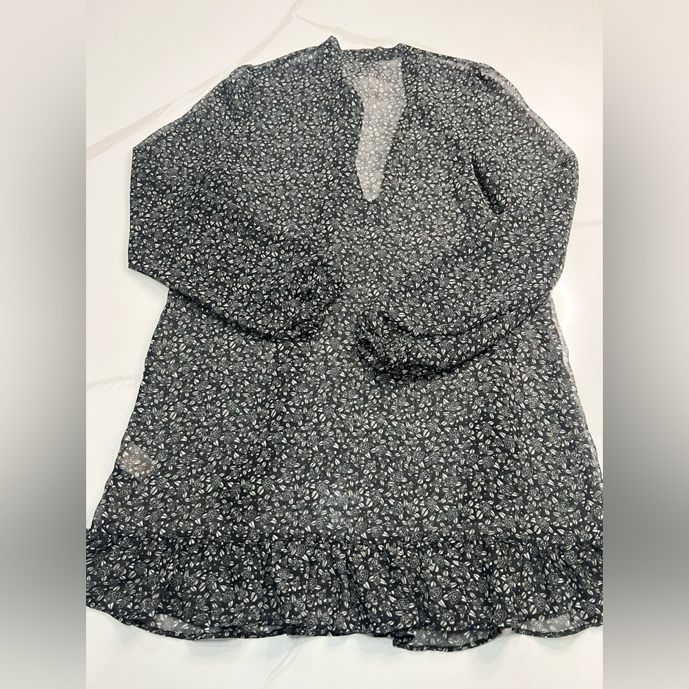 Free People Black Sheer Retro Dress Size Small Shift - Picture 4 of 5